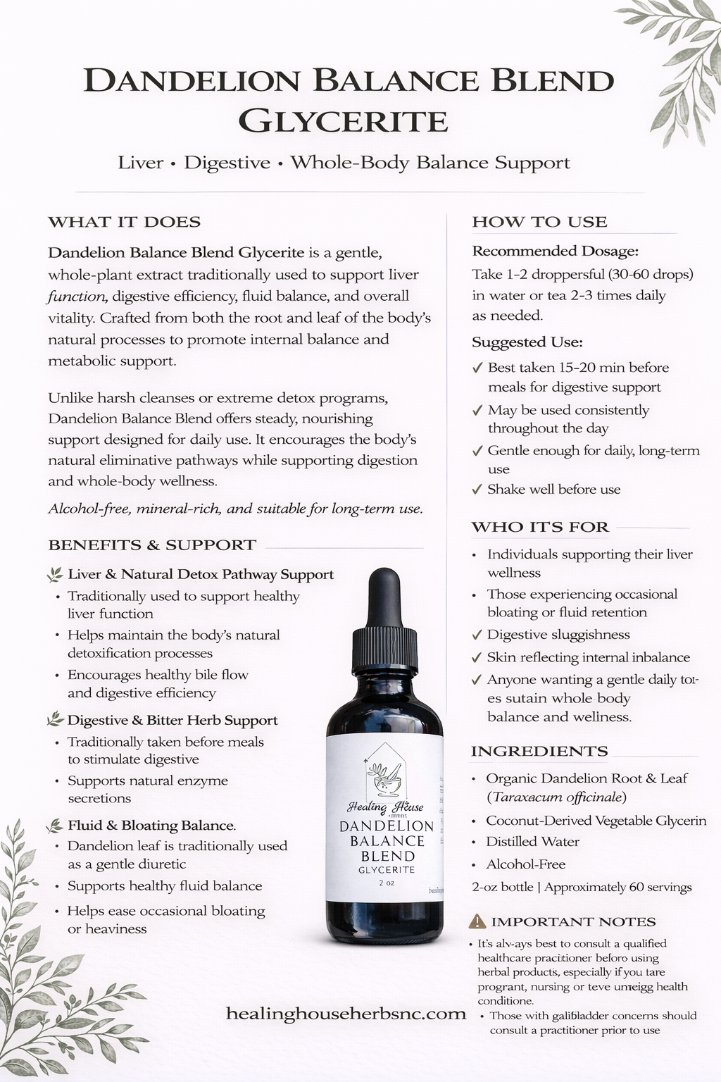 Dandelion Balance Blend Glycerite