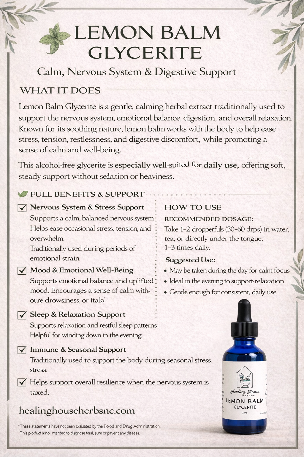 Lemon Balm Glycerite